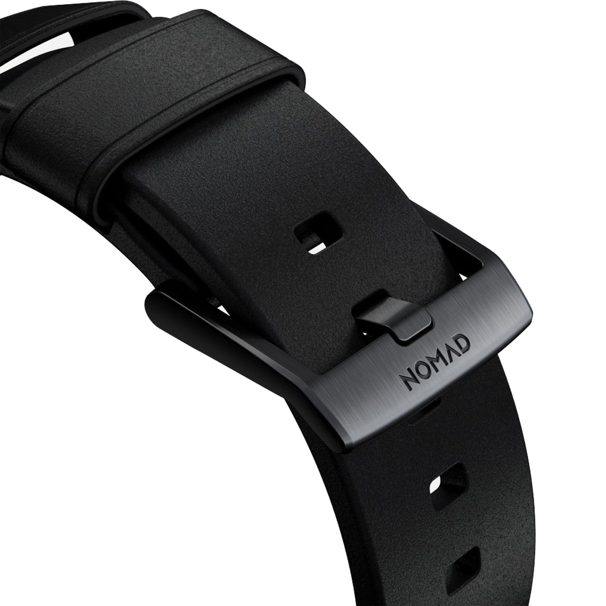 Nomad Modern Band for Apple Watch 45mm - Black Hardware with Black Normal Leather.