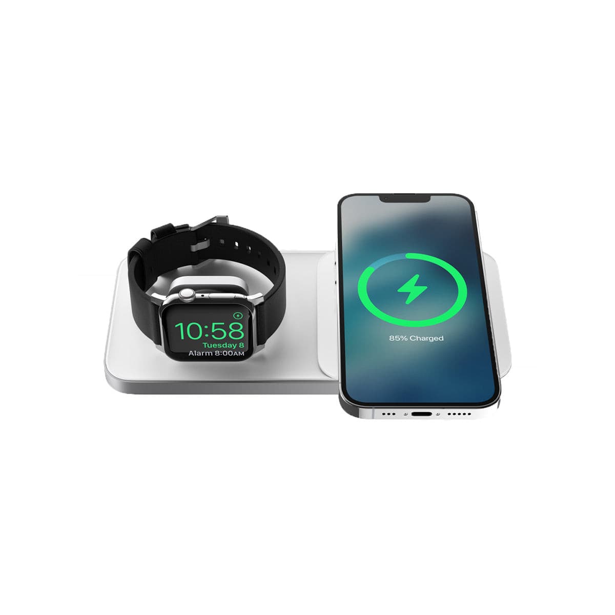 NOMAD Base One Max MagSafe Charger for Apple Watch - Silver.