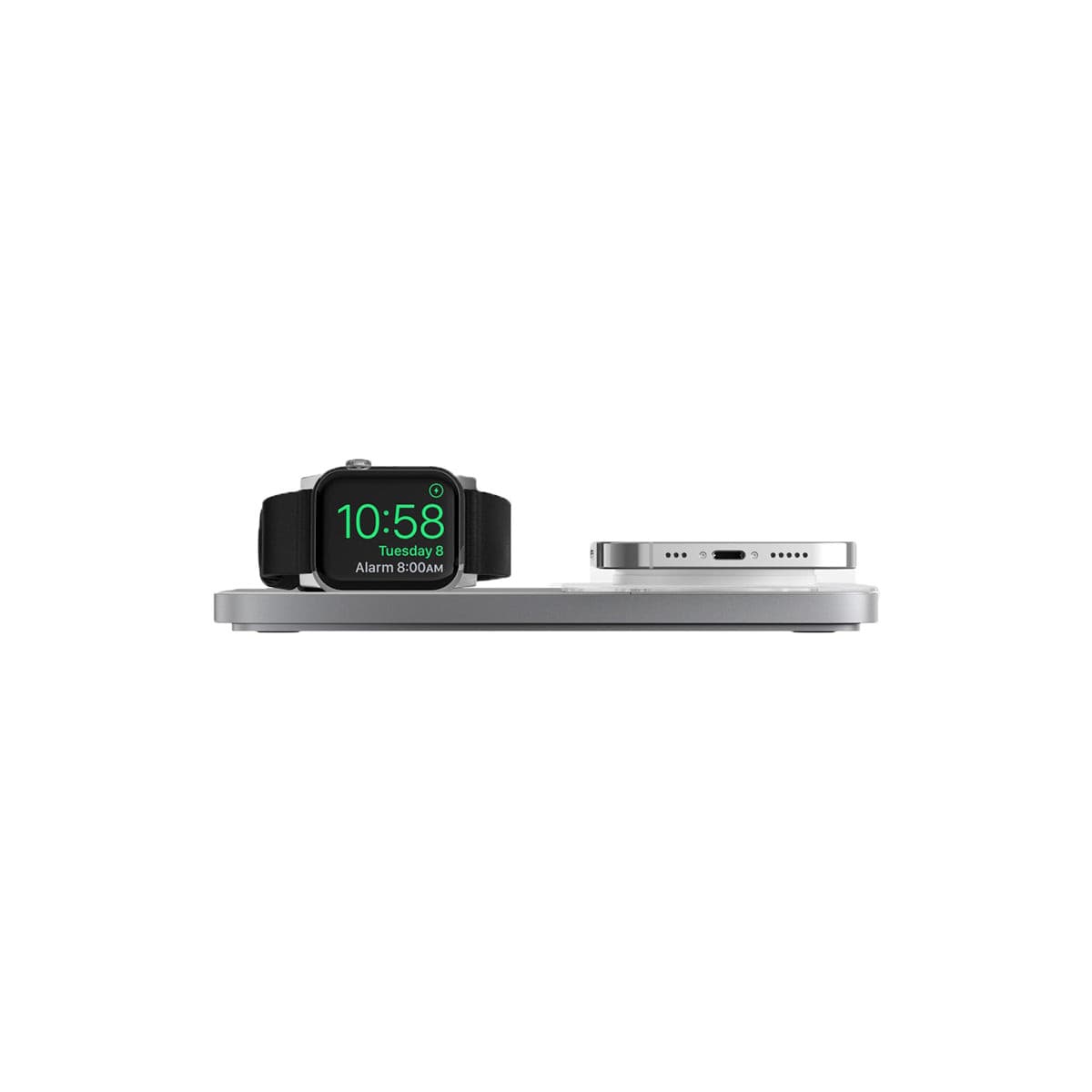 NOMAD Base One Max MagSafe Charger for Apple Watch - Silver.