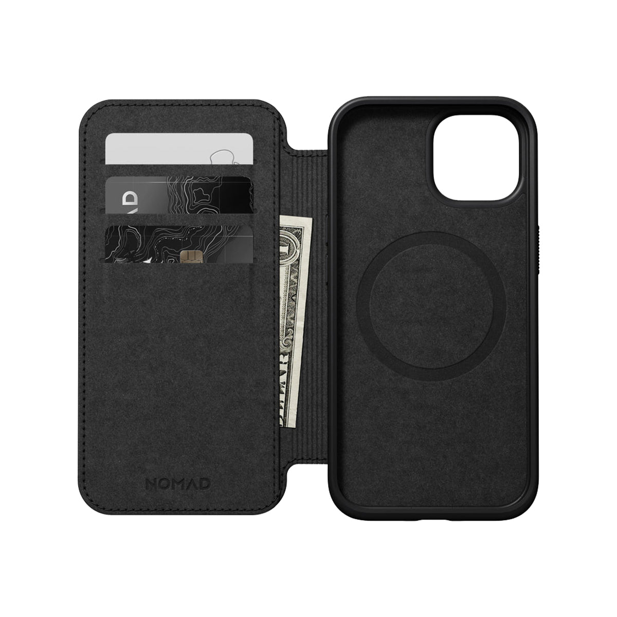 Nomad Leather Folio Case for iPhone 15 - Black
