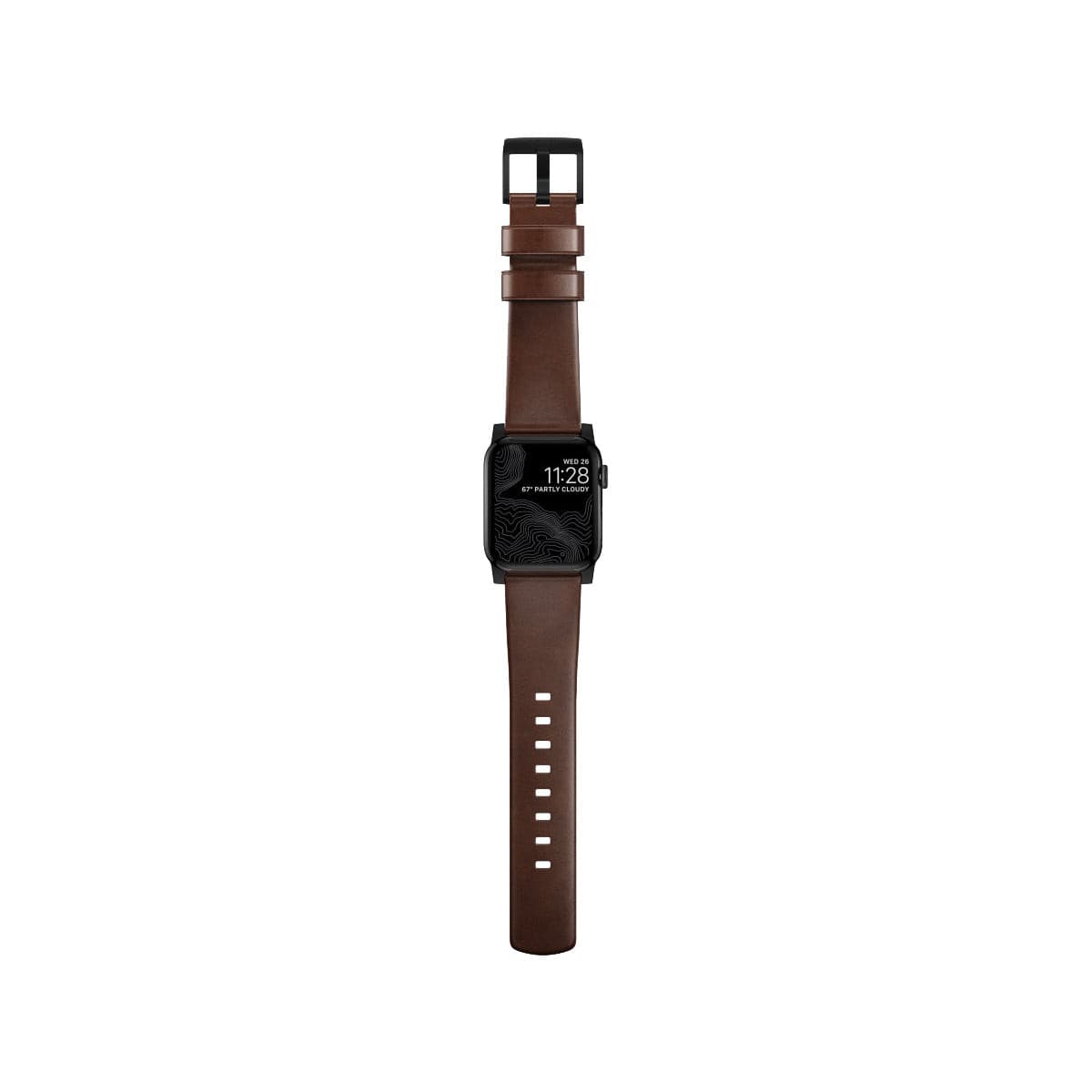 Nomad Modern Band for Apple Watch 41mm - Black Hardware with Rustic Brown Horween Leather.