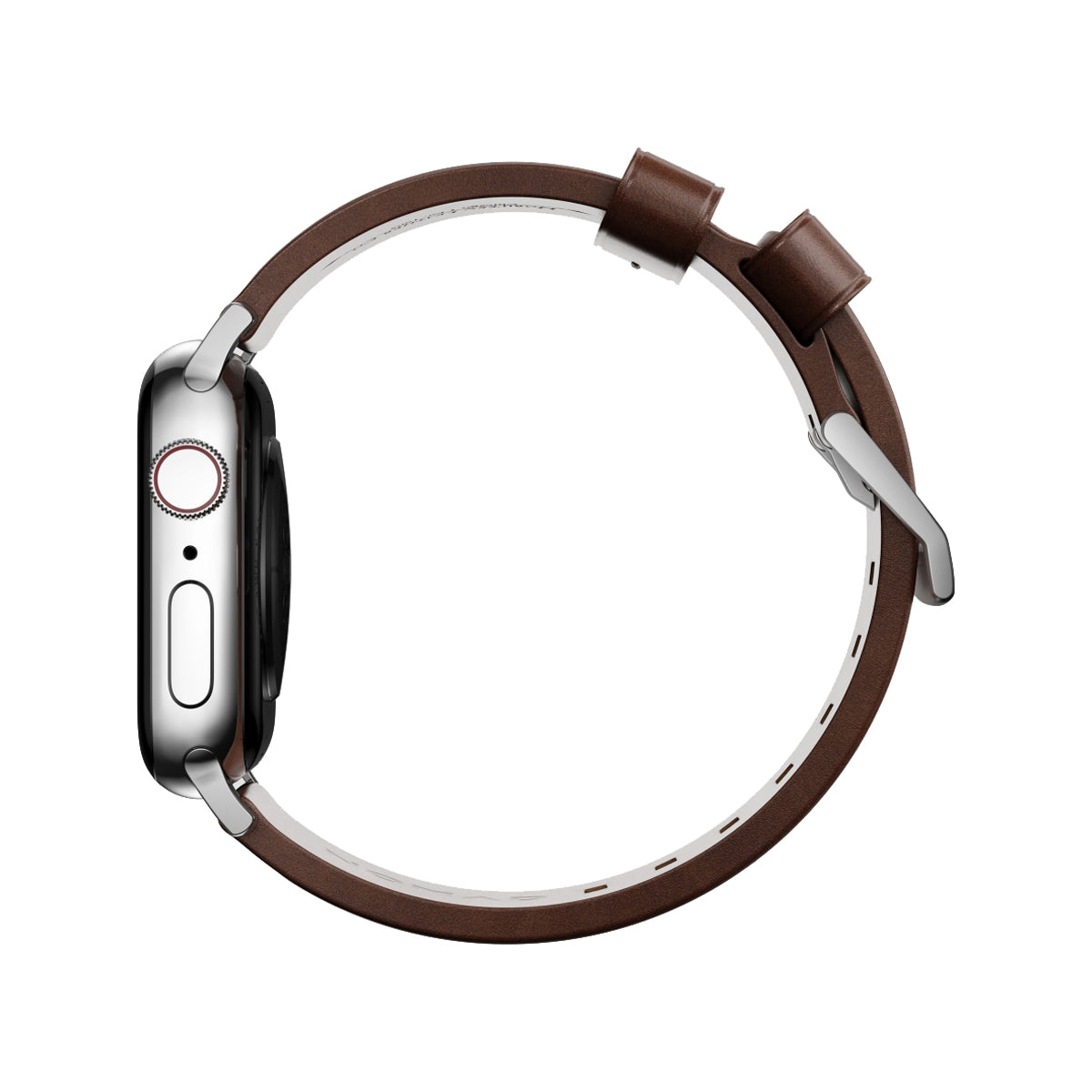 Nomad Modern Band for Apple Watch 41mm - Silver Hardware with Rustic Brown Horween Leather.