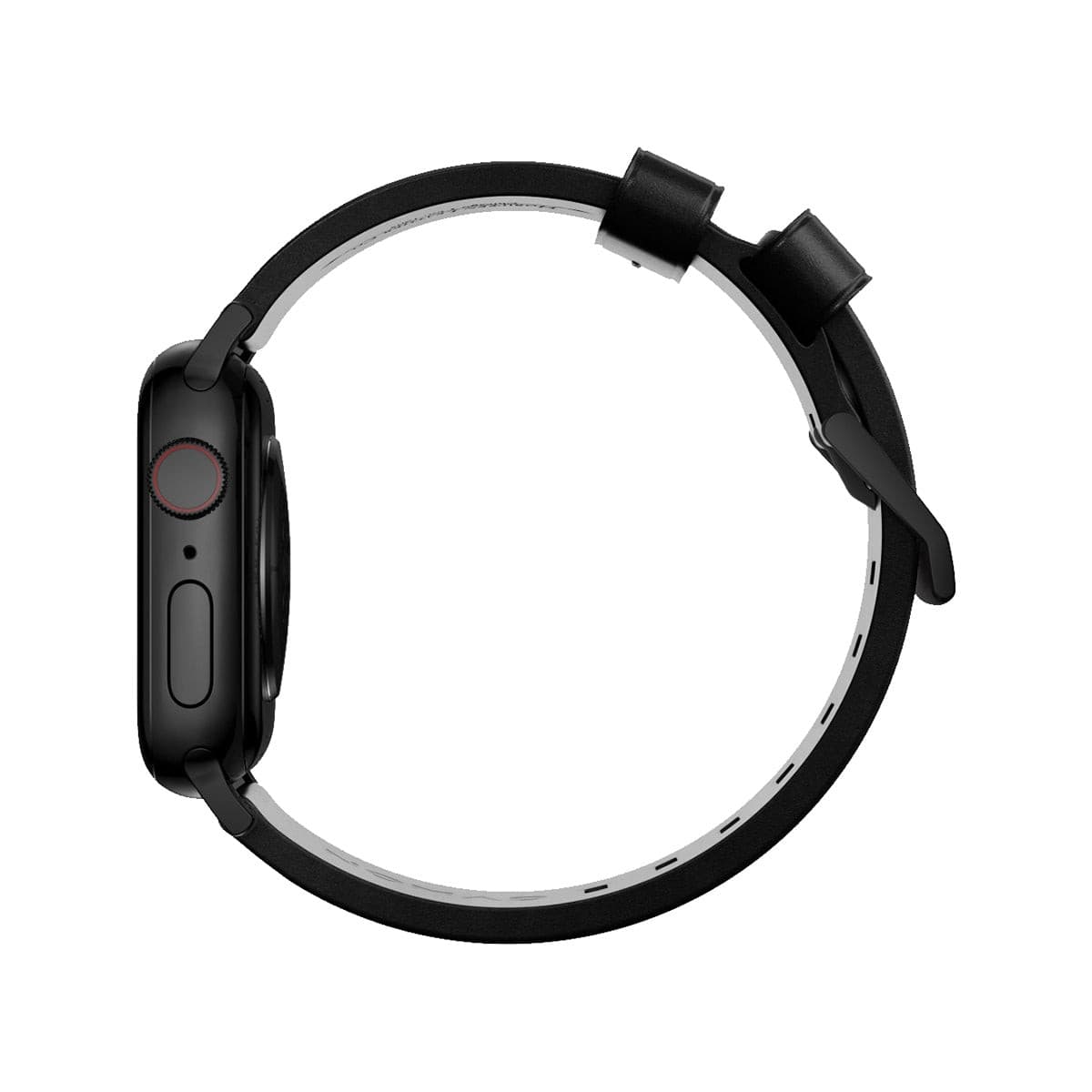 NOMAD Apple Watch Modern Band 45mm - Black Hardware with Black Horween Leather Strap.