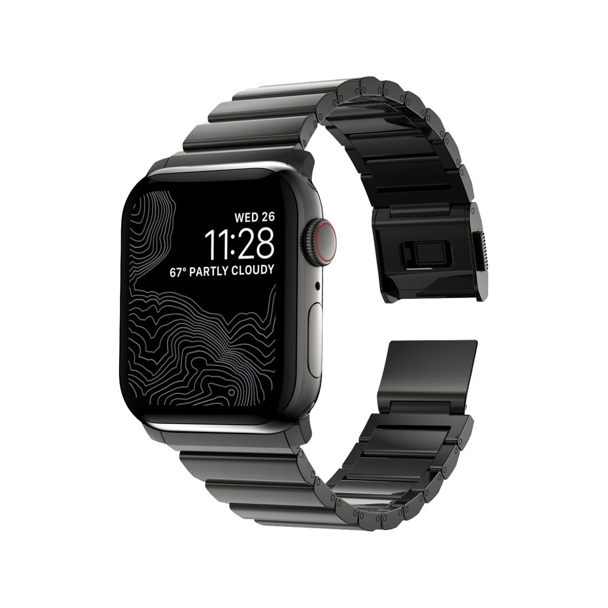Nomad Apple Watch 45mm Steel Band - Graphite Hardware.