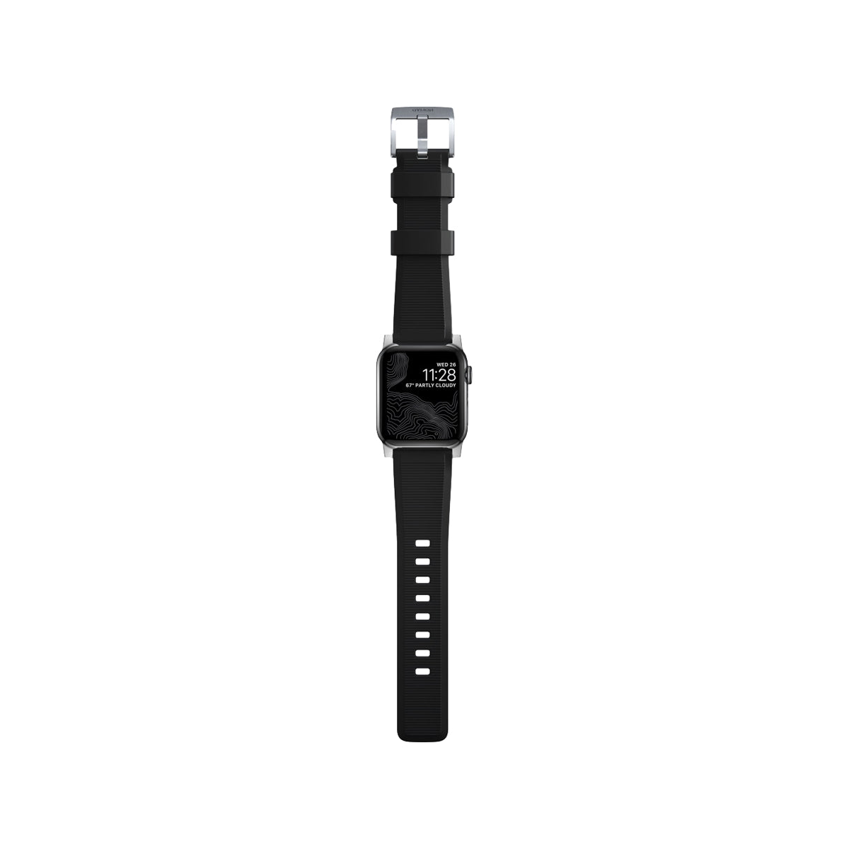 Nomad Apple Watch 45mm Rugged Band - Silver Hardware.