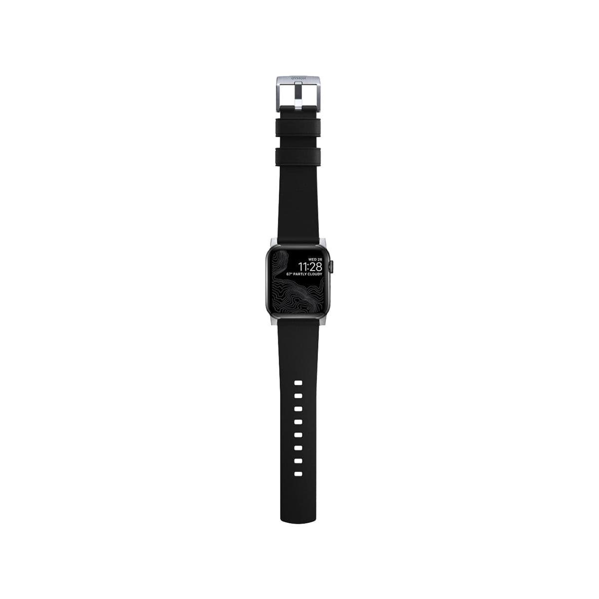 Nomad Active Band Pro 45mm - Silver Hard with Black Leather Strap.