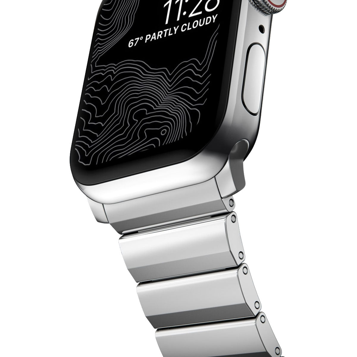 Nomad Apple Watch 45mm Steel Band - Silver Hardware.
