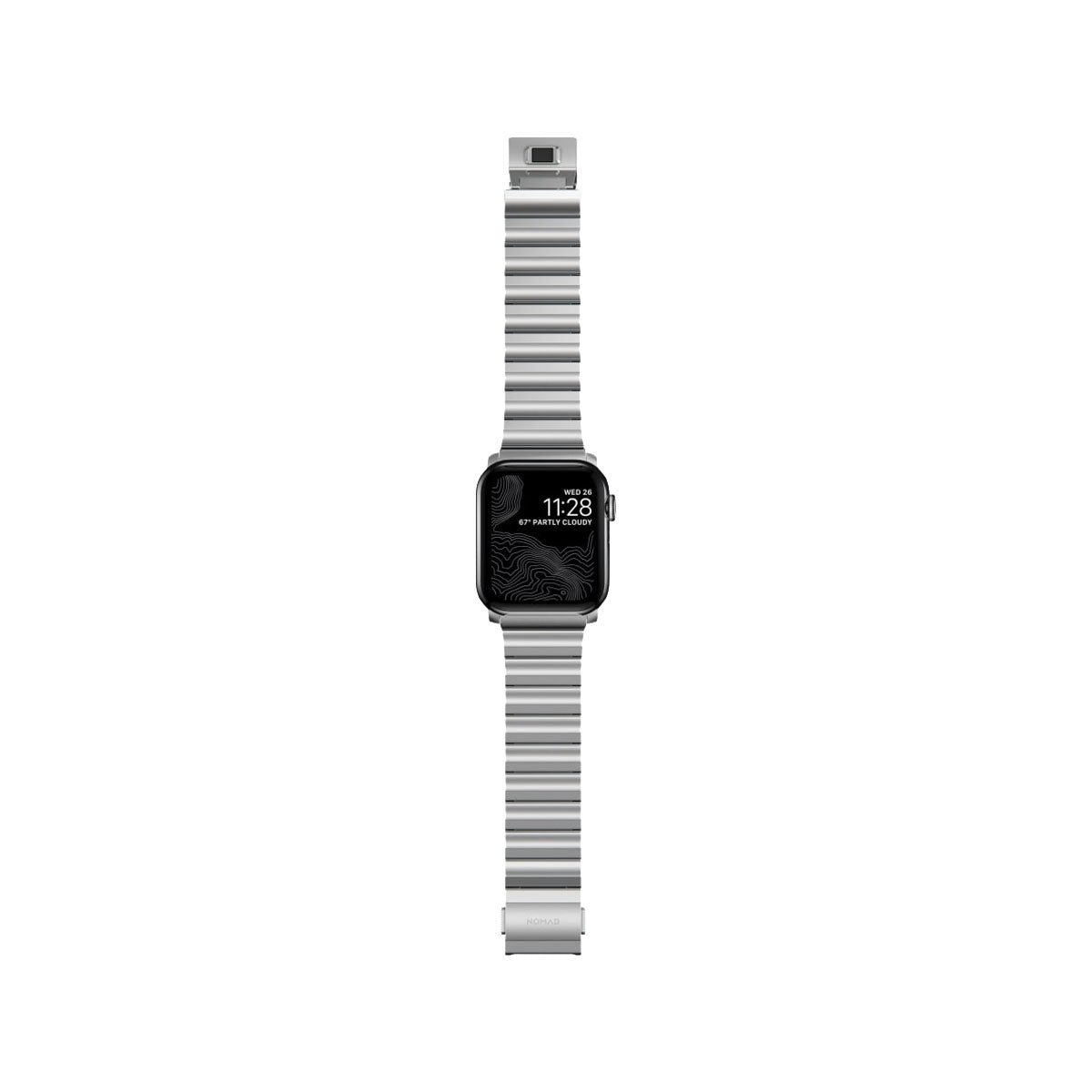 Nomad Apple Watch 45mm Steel Band - Silver Hardware.
