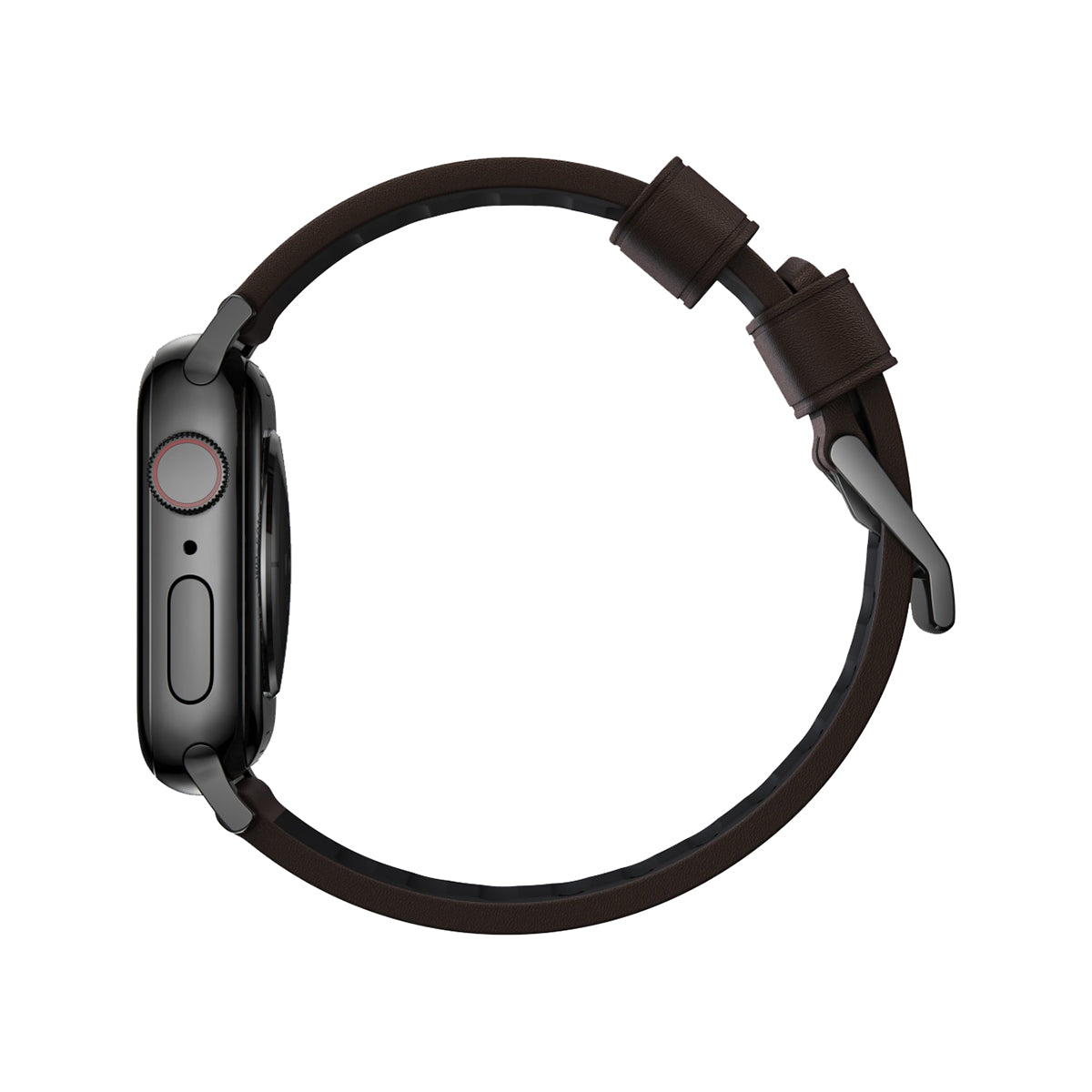 Nomad Active Band Pro 45mm - Black Hard with Brown Leather Strap.