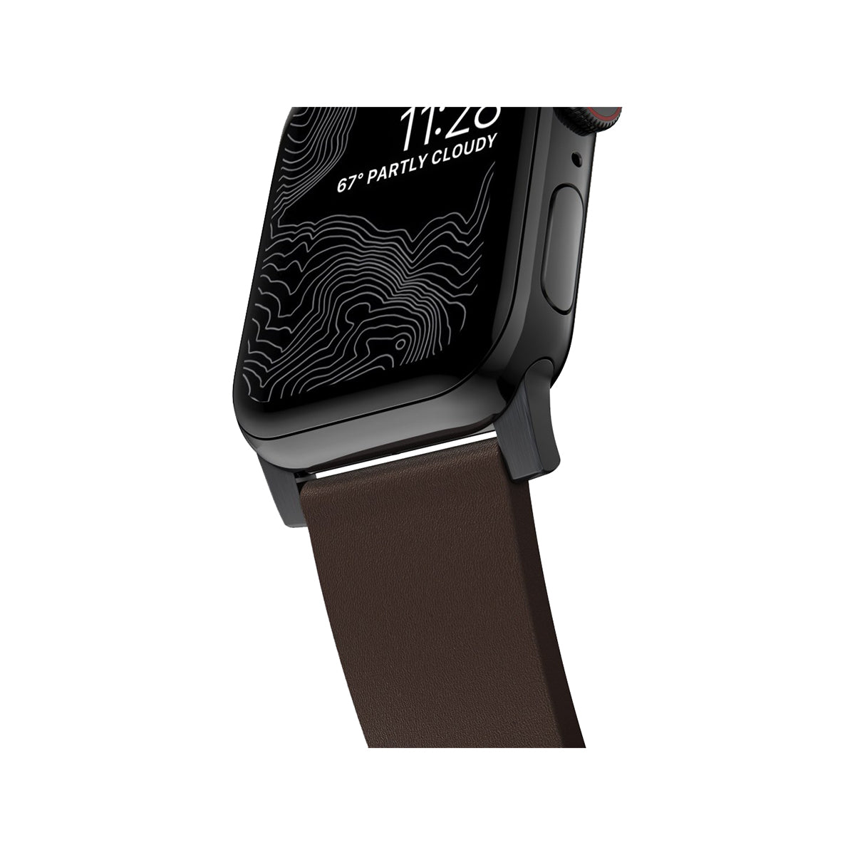 Nomad Active Band Pro 45mm - Black Hard with Brown Leather Strap.