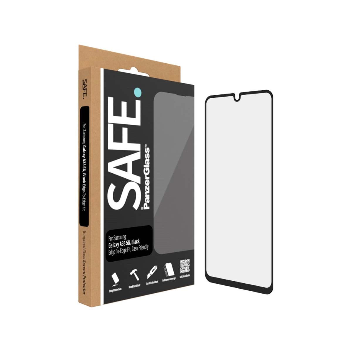 PanzerGlass SAFE Phone Screen Protector for Samsung A33 5G - Black.