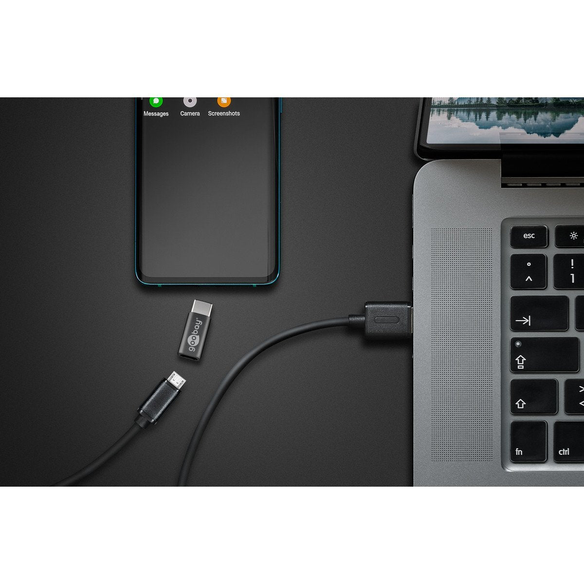 Goobay USB-C male > USB 2.0 Micro female (Type B) - Grey - Cables - Techunion -