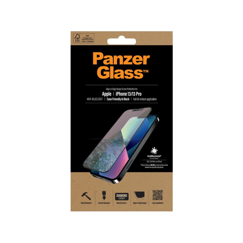 PanzerGlass Anti Bluelight CF Phone Screen Protector for iPhone 13/13 Pro - Clear - Phone Screen Protector - Techunion -