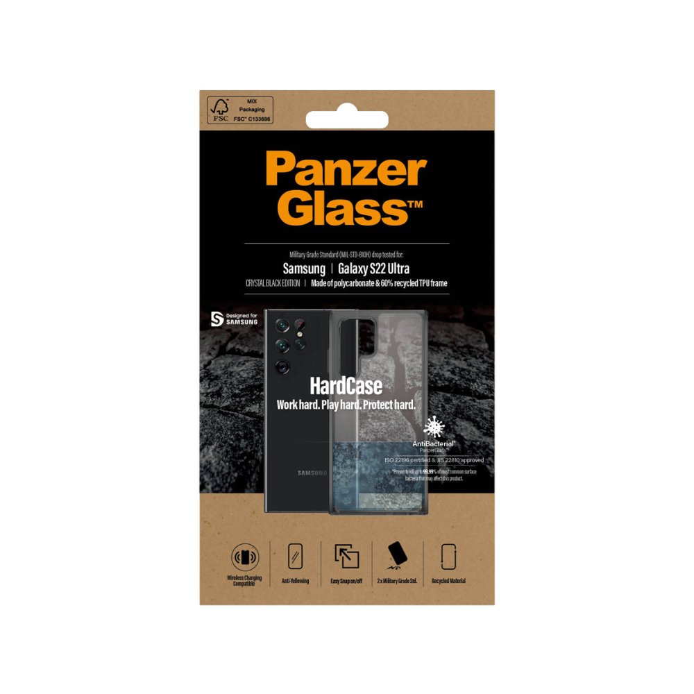 PanzerGlass HardCase Antibacterial Phone Case for Samsung GS22 Ultra - Clear - Phone Case - Techunion -
