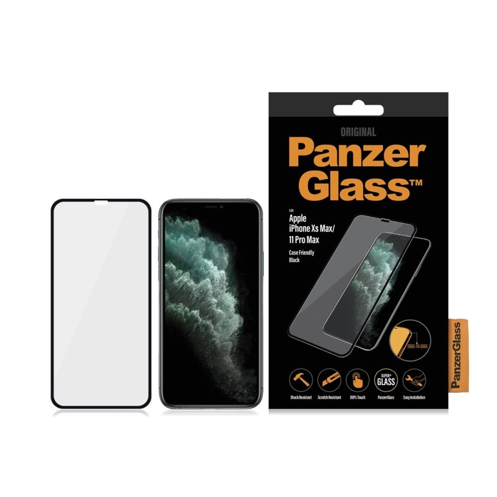 PanzerGlass iPhone Xs Max/11 Pro Max Case Friendly, Black - Screen Protector - Techunion -