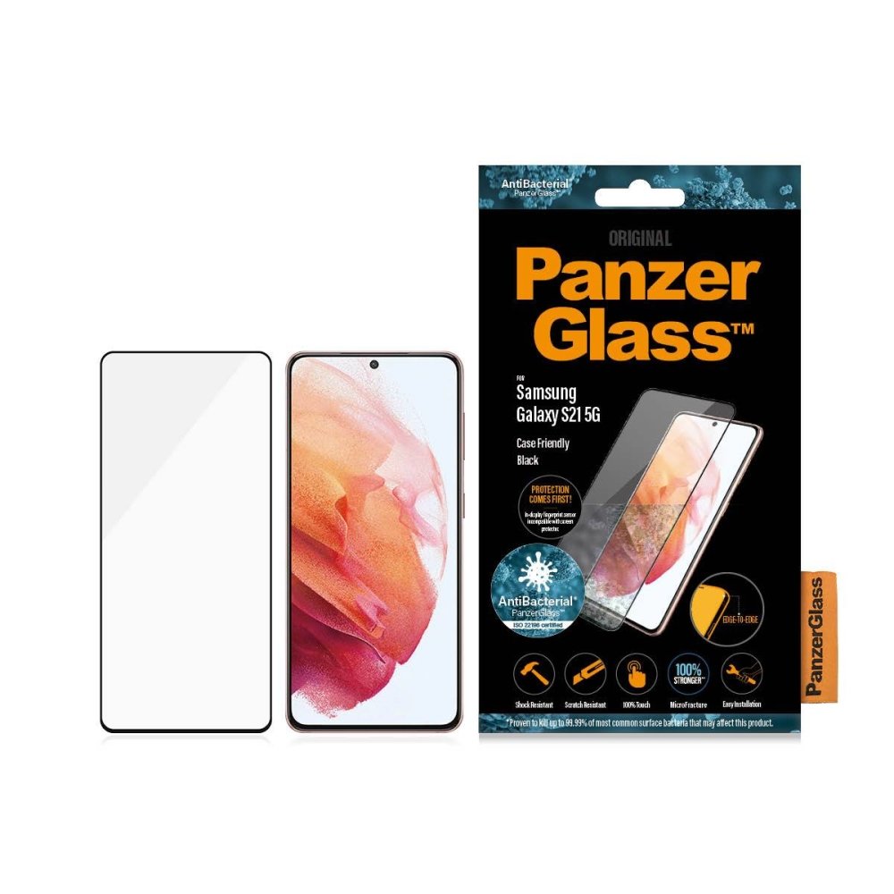 PanzerGlass Samsung Galaxy S21 - Case Friendly AntiBac - Blk - Screen Protector - Techunion -