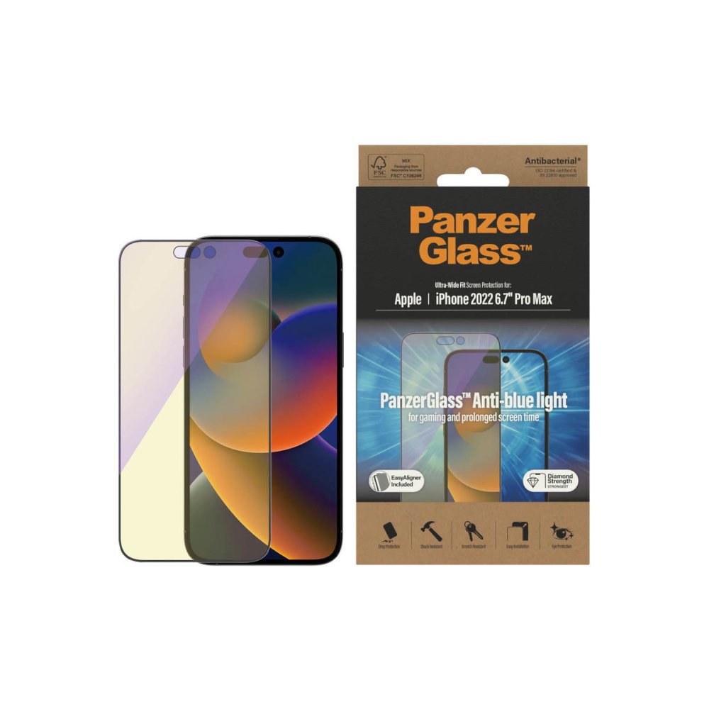 PanzerGlass Ultra-Wide Fit Anti-Bluelight Screen Protector for iPhone 14 Pro Max - Screen Protector - Techunion -