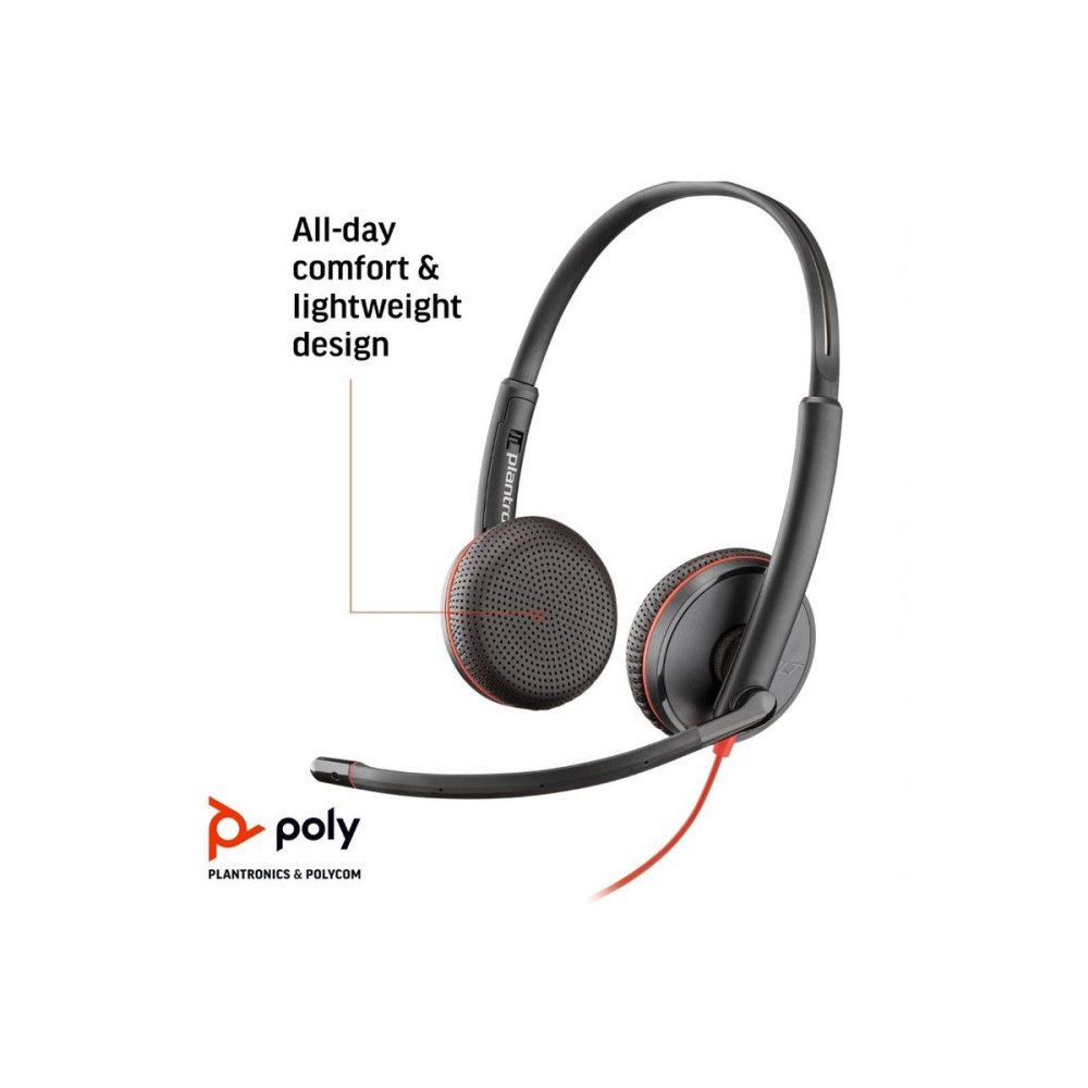 Poly Blackwire C3225 UC Headset Stereo USB-A & 3.5MM Corded Headset - Headset - Techunion -
