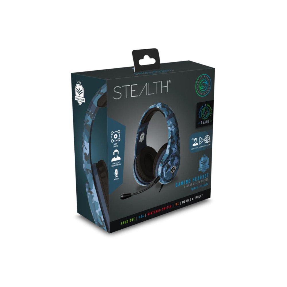Stealth Challenger Gaming Headset with Stand in Midnight Blue for Xbox One, PS4, Nintendo Switch and PC - Headset - Techunion -